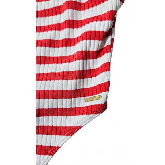 Roxy Women's Red & White Striped One-Piece Swimsuit Size Large NWT - Picture 2 of 9